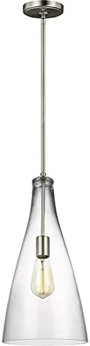 Generation Lighting 6537001-962 Transitional One Light Pendant from Seagull - Arilda Collection in Pewter, Nickel, Silver Finish, 60 Total Watts, 18.75 Inch Height