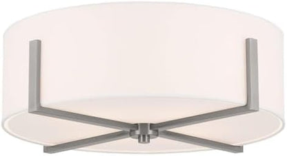 KICHLER Malen 4-Light Flush Mount, Updated Light with White Fabric Shade in Champagne Bronze, for Bedroom, Hallway, Kitchen, or Smaller Mudroom (20" x 8.25")