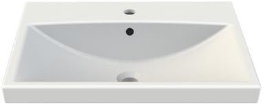 CeraStyle 032000-U-One Hole Elite Rectangle Ceramic Wall Mounted/Self Rimming Sink, White
