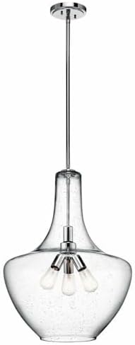 Kichler Everly 27.5" 3 Light Bell Pendant Clear Seeded Glass Chrome