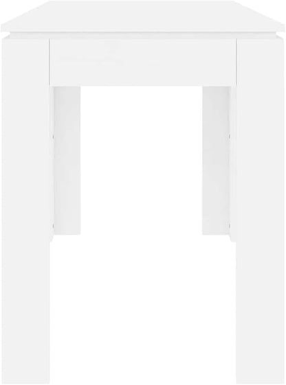 White Engineered Wood Dining Table, Rectangular Scandinavian Kitchen Table for 4, Modern Dining Room Piece, Ideal for Small Spaces, Easy Clean Surface for Family Dinners