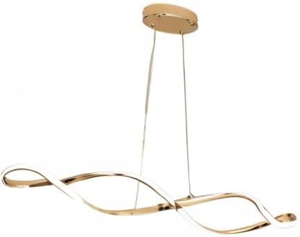 39 Inch Modern LED Pendant Light, Remote Control Dimmable Adjustable Height, DIY Kitchen Island Lighting & Dining Room Chandelier, Gold Plated Energy Saving Linear Chandelier