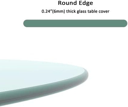 36" Round Glass Table Top - 1/4" Thick Round Polished Edge Tempered Glass, Replacement Glass Top for Kitchen/Patio Table