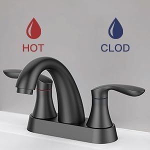 Bathroom Faucet, 4 Inch Bathroom Faucets for Sink 3 Hole, Centerset Bathroom Sink Faucet with Pop Up Drain and cUPC Lead-Free Hose(Matte Black)