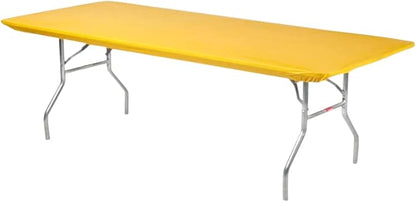 Kwik-Covers 10 Pack of Rectangular Plastic Table Covers - 6' Foot or 8' Foot Options - Indoor or Outdoor Fitted Table Covers (Table NOT Included) (Gold, 30" x 96" (8' ft))