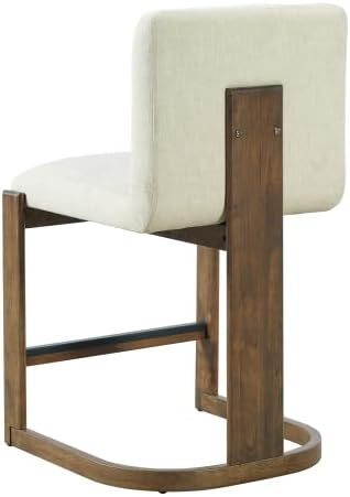 24 Inch Counter Height Bar Stools Set of 2, Upholstered Armless Dining Chairs with Solid Wood Legs, Modern Accent Chairs for Kitchen Island, Home Bar and Dining Area, Beige