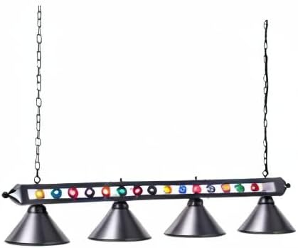 Pool table light with colorful balls on a white background
