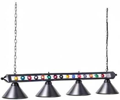 Pool table light with colorful balls on a white background