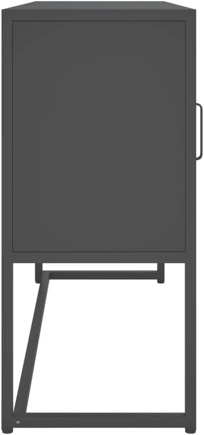 Charcoal Steel Sideboard Buffet Cabinet 41.3L x 29.5H x 13.8W in Metal Storage Credenza with 3 Doors Adjustable Feet Modern Kitchen Dining or Living Room Organizer