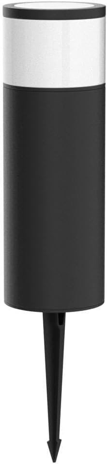 Black outdoor solar lamp with white top on a black background