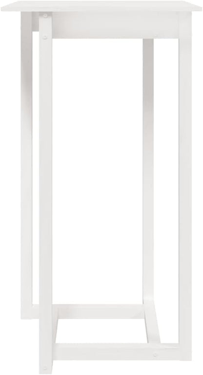 White Square Bar Table 23.6x23.6x43.3 in Solid Pine Wood Matte Finish Indoor/Outdoor High Top Dining Piece for Kitchen Bistro Patio