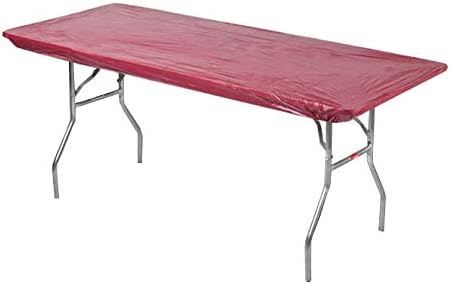 Foldable table with a red cover on a white background