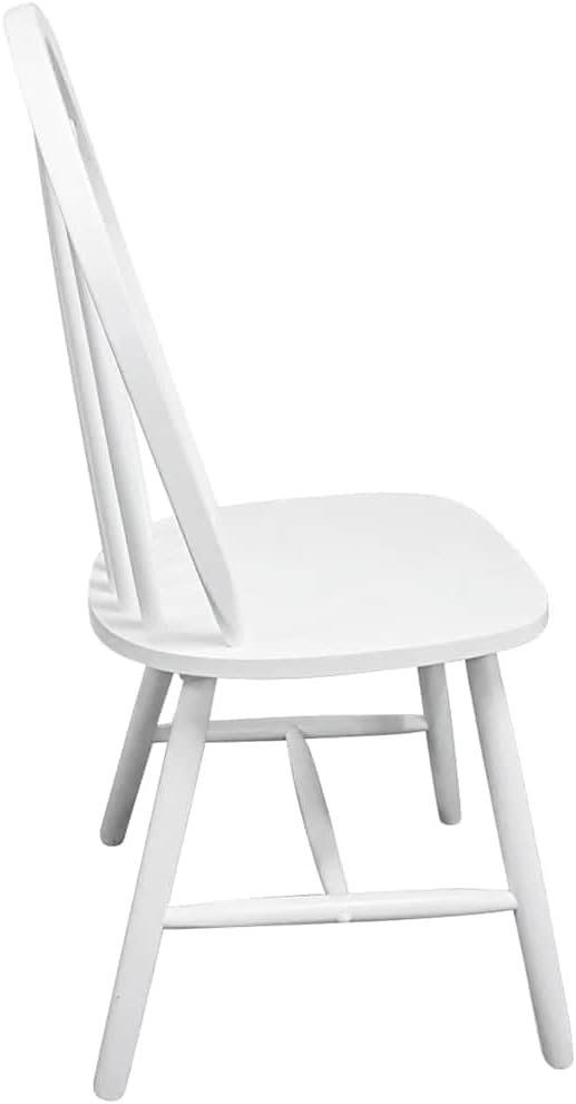 Set of 4 White Solid Rubber Wood Dining Chairs 20.5"x18.3"x37" Matte Finish Modern Farmhouse Seating for Dining Room Kitchen Living Room