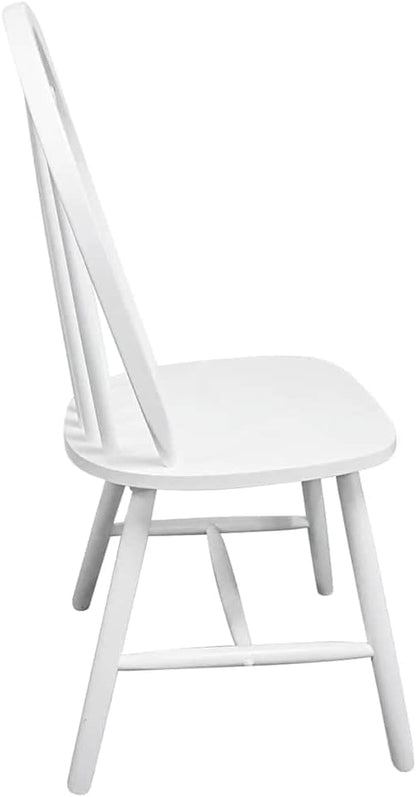 Set of 4 White Solid Rubber Wood Dining Chairs 20.5"x18.3"x37" Matte Finish Modern Farmhouse Seating for Dining Room Kitchen Living Room