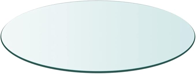 Round Tempered Glass Table Top 11.8 inch Clear Replacement for Patio Coffee or Small Desk, Heat-Resistant Polished Surface with Non-Scratch Feet for Living Room Kitchen Outdoor