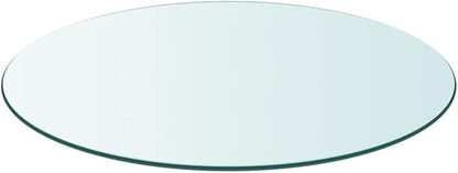 Round Tempered Glass Table Top 11.8 inch Clear Replacement for Patio Coffee or Small Desk, Heat-Resistant Polished Surface with Non-Scratch Feet for Living Room Kitchen Outdoor