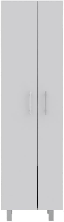 GOWE Crescent 7-Shelf 4-Door 2-Piece Kitchen Set, Kitchen Island and Pantry White and Light Oak