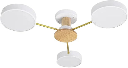LED Ceiling Light Fixture,26 Inch 3-Lights Modern Ceiling Lights Flush Mount Wooden 24W Dimmable Chandelier for Living Room Bedroom Kitchen,3000K/4000K/6000K Temperatures Selectable White