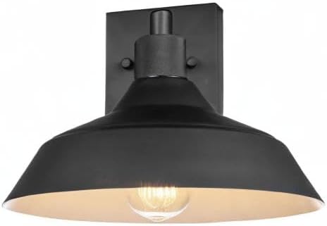 Black wall-mounted light fixture on a white background