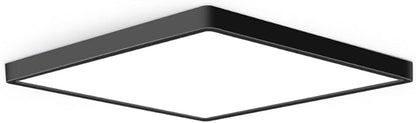 12inch 24W LED Flush Mount Ceiling Light, 3000K Square LED Ceiling Light, Black Flat Panel Lighting for Bedroom, Kitchen, Living Room