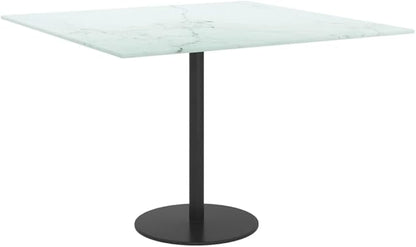 23.6" Square White Tempered Glass Table Top, Marble Design, 0.2" Thick, 11.82 lbs, Scratch-Resistant, for Dining/Living Room or Small Apartment