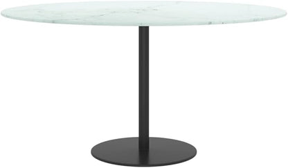 31.5 in Round White Marble Tempered Glass Table Top Modern Dining Kitchen Work Surface Easy-Clean Indoor Outdoor Small Space Solution for Living Room Dining Area
