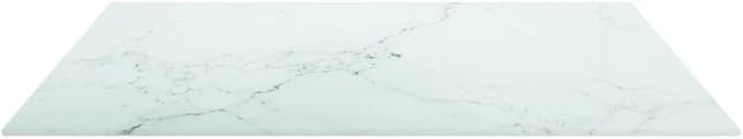 27.6" Square Tempered Glass Tabletop, White Marble Design Modern Durable Surface for Small Dining Room Coffee Nook or Office Desk