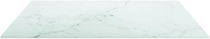27.6" Square Tempered Glass Tabletop, White Marble Design Modern Durable Surface for Small Dining Room Coffee Nook or Office Desk