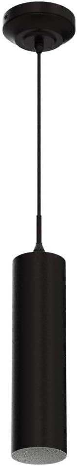 Black pendant light fixture on a white background