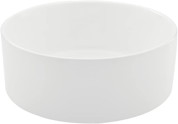 White Round Vessel Sink, BoomHoze 16"x16" Modern Countertop Circle White Porcelain Ceramic Bathroom Sink Above Counter Art Washing Basin
