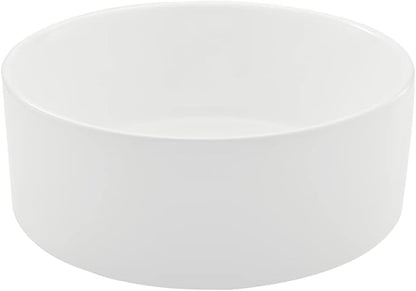 White Round Vessel Sink, BoomHoze 16"x16" Modern Countertop Circle White Porcelain Ceramic Bathroom Sink Above Counter Art Washing Basin