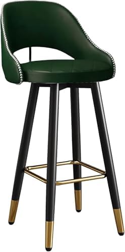 s - Counter Height PU Leather Curved Back Chairs with Metal Footrest for Kitchen Island - Design, 55cm, Perfect for Dining and Entertaining,Green-75cm
