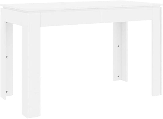 White Rectangular Small Dining Table 47.2" Engineered Wood Kitchen Table Seats 4, Modern Scandinavian Style Compact Breakfast Furniture for Apartment Loft Studio Dining Room