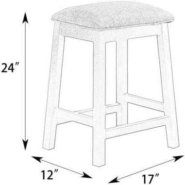GTU Furniture 24-inch Counter Height Backless Barstools - Black, Wood Leg, Fabric Seat, Set of 2