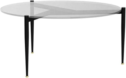 Round Tempered Glass Table 31.5 inch Large Circle Top Metal Frame Grey