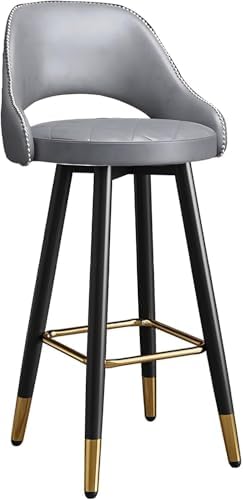 s - Counter Height PU Leather Curved Back Chairs with Metal Footrest for Kitchen Island - Design, 55cm, Perfect for Dining and Entertaining,Grey-55cm