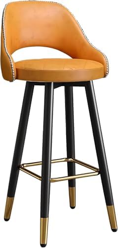s - Counter Height PU Leather Curved Back Chairs with Metal Footrest for Kitchen Island - Adjustable 55cm Height, Design, Comfortable Seating,Orange-75cm