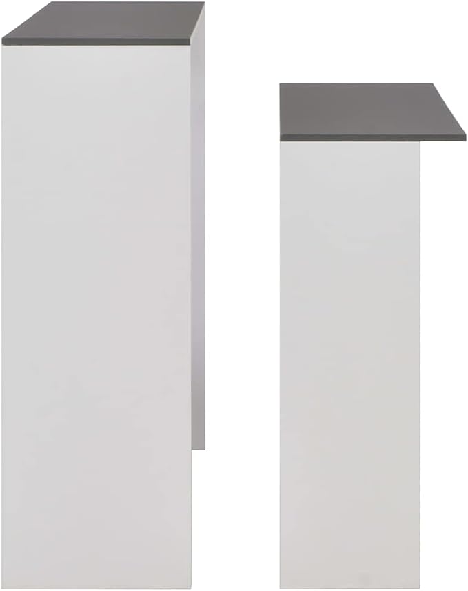 Modern Height Adjustable Bar Table, Rectangular Pub Table with Engineered Wood Surface for Home Kitchen, Dining Room, and Social Gatherings, 51.2 Inch Long, White and Grey