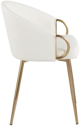 Dining Chair with Gold Metal Frame, White Faux Leather Upholstered Padded Seat and Backrest for Kitchen Island Living Room Accent Chair