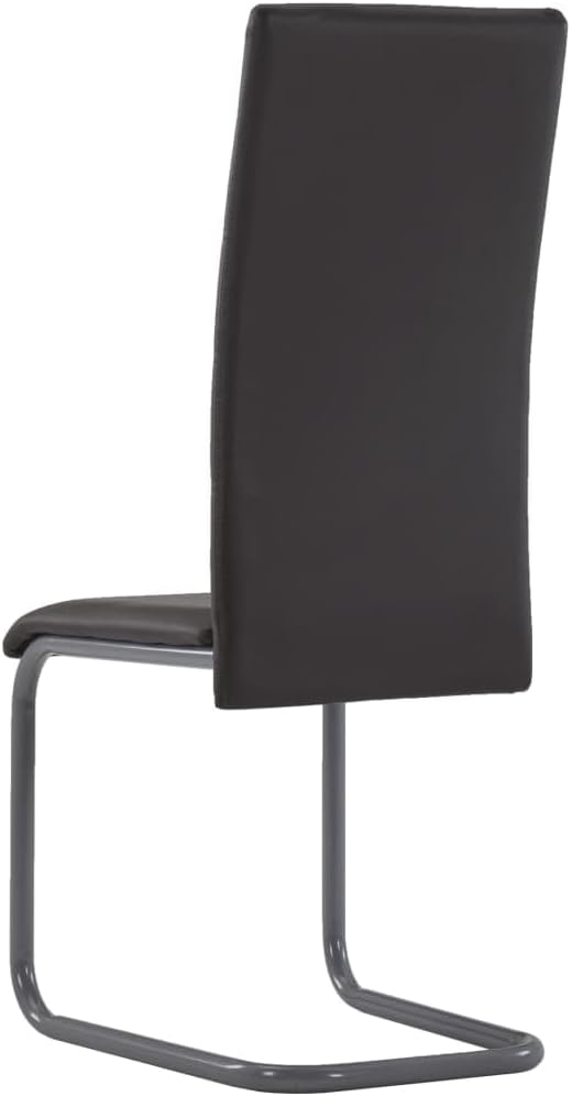 Cantilever Dining Chairs 4 pcs Brown Faux Leather Modern Kitchen & Office Furniture Set with Steel Frame, Comfortable High Back Seating for Dining Room Living Room