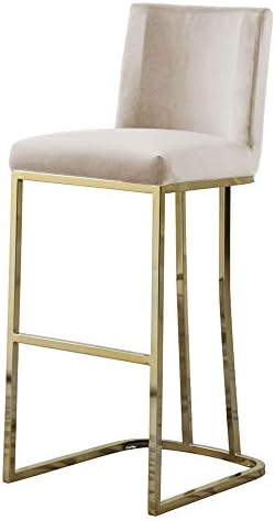 Modern Chairs Set of 2, Chrome Side Chairs & Counter Stools with Ring Pull Back, Luxury Upholstered Chairs for Kitchen Island, Dining Room & Home Bar (Velvet, Cream/Gold, Counter Height Chair)