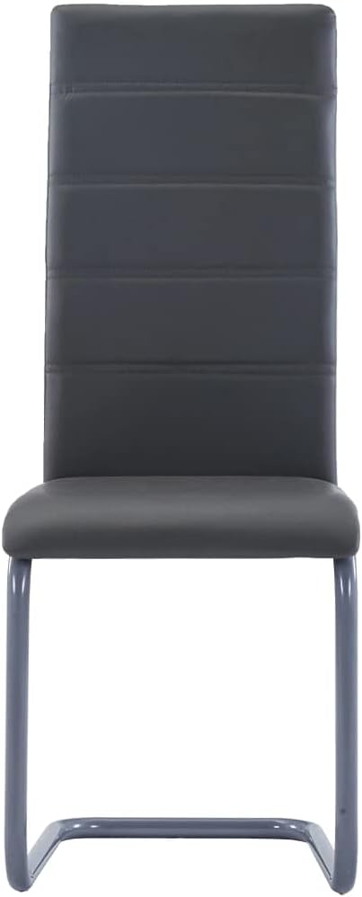 Modern Cantilever Dining Chairs 4 Pcs Gray Faux Leather Upholstered Accent Chairs with Steel Frame for Dining Room Kitchen Office