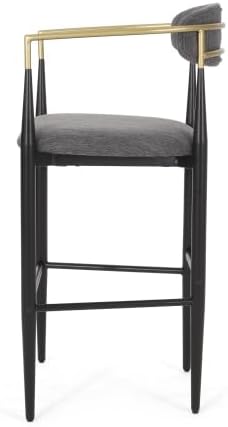 NewCosmos Barstools Set of 2, Counter Height Upholstered Bar Stools with Backs and Iron Legs for Kitchen Island, Gray Fabric Seating 260LBS Weight Capacity