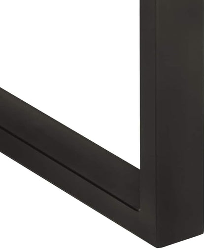 Natural Acacia Wood Small Dining Table with Black Iron Legs, Rectangular 43.3 x 19.7 in for 4 People, Modern Industrial Design Kitchen and Dining Room Furniture