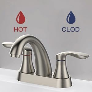 Bathroom Faucet, 4 Inch Bathroom Faucets for Sink 3 Hole, Centerset Bathroom Sink Faucet with Pop Up Drain and cUPC Lead-Free Hose(Brushed Nickel)