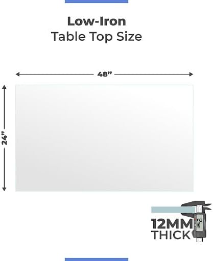 Ultra Clear Glass Table Top 24x48 Inch Rectangle - Low Iron Tempered Glass 1/2 Inch Beveled Edge - Replacement for Dining Patio End Tables - Durable Table Protector