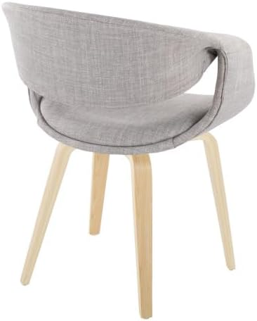 Upholstered Dining Chairs Set of 2, Kitchen Island Chairs with Grey Fabric Seat and Natural Bent Wood Legs for Dining Room Living Room Restaurant