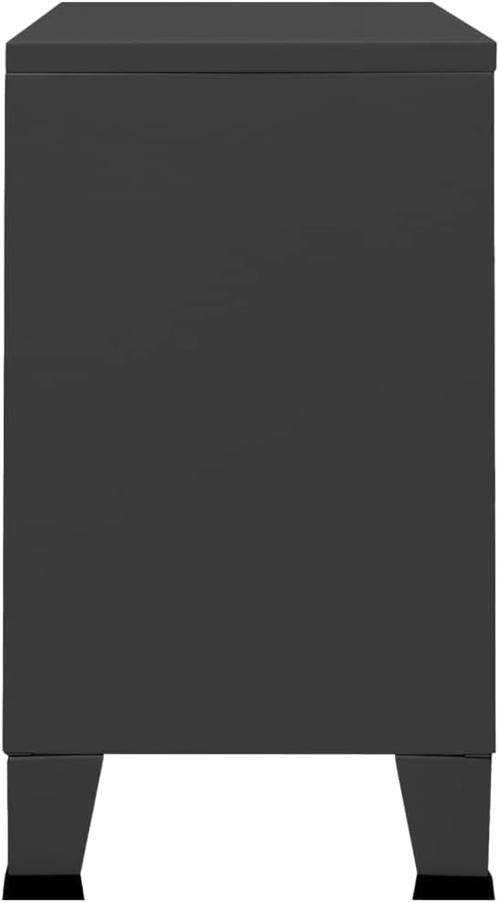 Industrial Sideboard Liquor Cabinet 41.3x13.8x24.4 in, Anthracite Metal Buffet with Glass Doors, Coffee Bar Station for Dining Room Kitchen Living Room