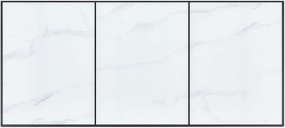 Modern Dining Table White Tempered Glass Top with Black Steel Legs Rectangular Shape for Dining Room Kitchen and Family Gatherings