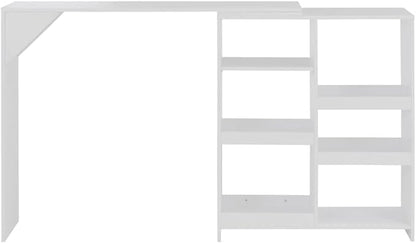 White Bar Table Counter Height Table Rectangular Large Engineered Wood with Moveable Shelf Modern Dining Furniture for Kitchen Island Home Bar